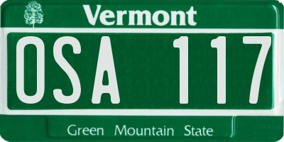 VT license plate OSA117