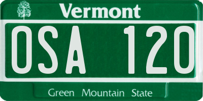 VT license plate OSA120