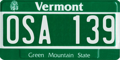 VT license plate OSA139