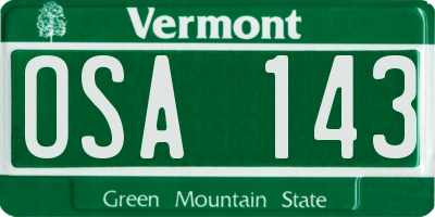 VT license plate OSA143