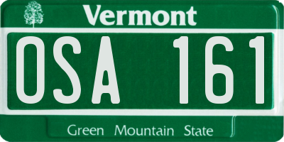 VT license plate OSA161