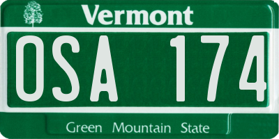 VT license plate OSA174