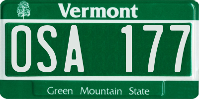VT license plate OSA177