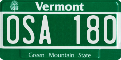 VT license plate OSA180