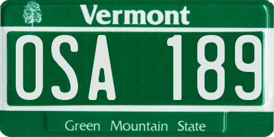 VT license plate OSA189