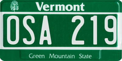 VT license plate OSA219