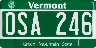 VT license plate OSA246