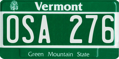 VT license plate OSA276