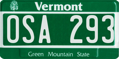 VT license plate OSA293