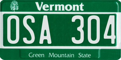 VT license plate OSA304