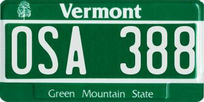 VT license plate OSA388