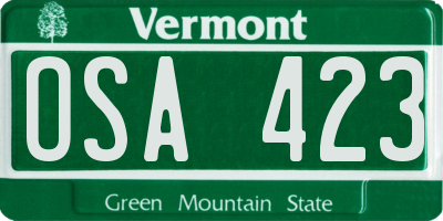 VT license plate OSA423