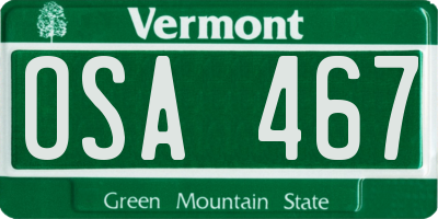 VT license plate OSA467