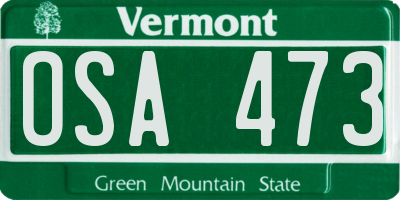 VT license plate OSA473
