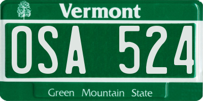 VT license plate OSA524