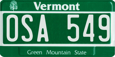 VT license plate OSA549