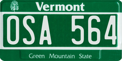 VT license plate OSA564