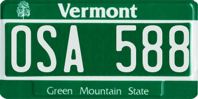 VT license plate OSA588