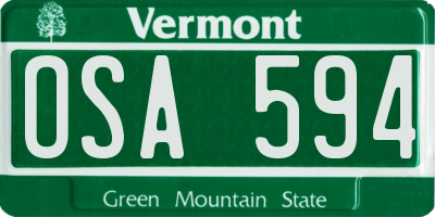 VT license plate OSA594