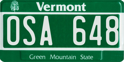 VT license plate OSA648