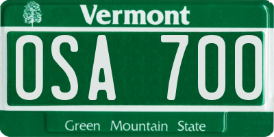 VT license plate OSA700