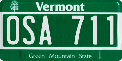 VT license plate OSA711