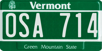VT license plate OSA714