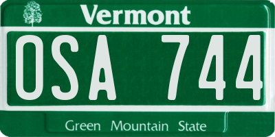 VT license plate OSA744