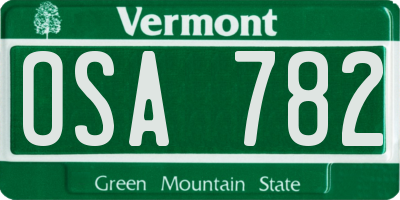 VT license plate OSA782