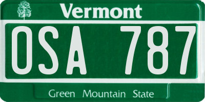 VT license plate OSA787