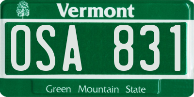VT license plate OSA831