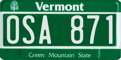 VT license plate OSA871