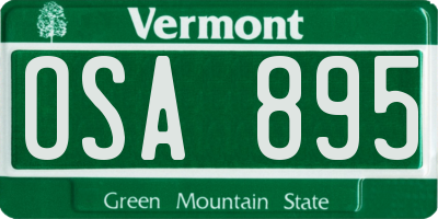 VT license plate OSA895
