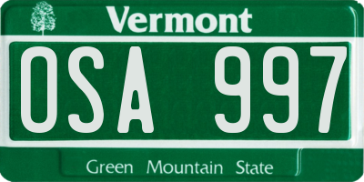 VT license plate OSA997