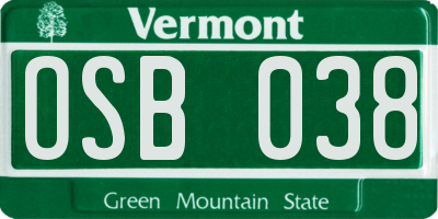 VT license plate OSB038
