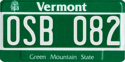 VT license plate OSB082
