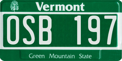 VT license plate OSB197