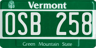 VT license plate OSB258