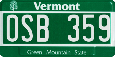 VT license plate OSB359