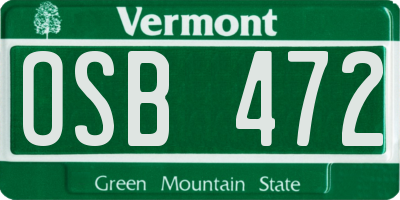 VT license plate OSB472