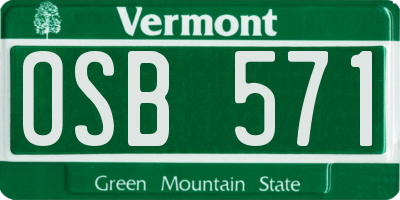 VT license plate OSB571