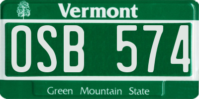 VT license plate OSB574