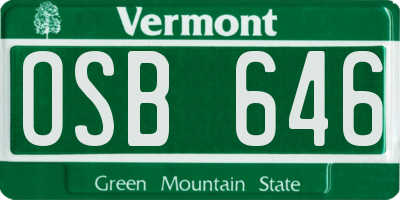 VT license plate OSB646