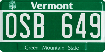 VT license plate OSB649