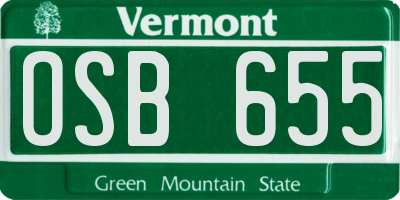 VT license plate OSB655