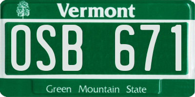 VT license plate OSB671
