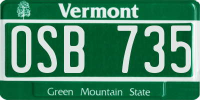 VT license plate OSB735