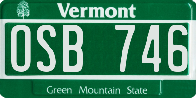 VT license plate OSB746