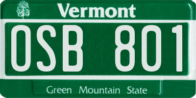 VT license plate OSB801