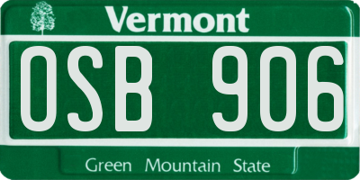 VT license plate OSB906
